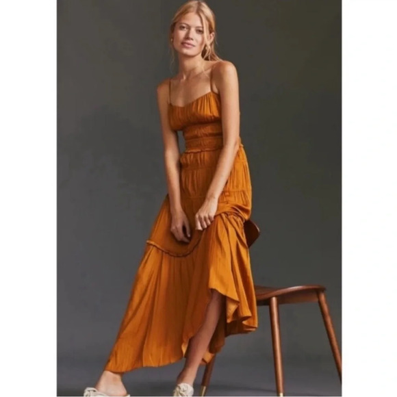 Anthropologie Orange Midi Dress - Picture 4 of 12
